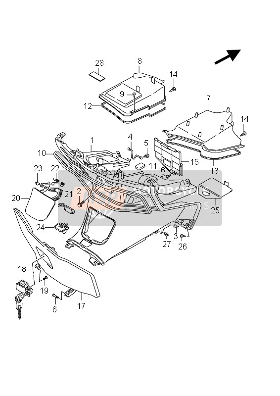 9212005H00291, Lid, Front Box (Black), Suzuki, 1